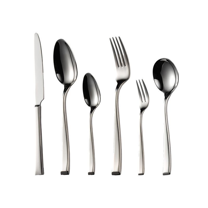 Кованая нержавеющая сталь 304 с квадратной ручкой, наклонная, в стиле вестерн, нож и вилка, ложка, тяжелый нож и вилка для основных блюд в отеле