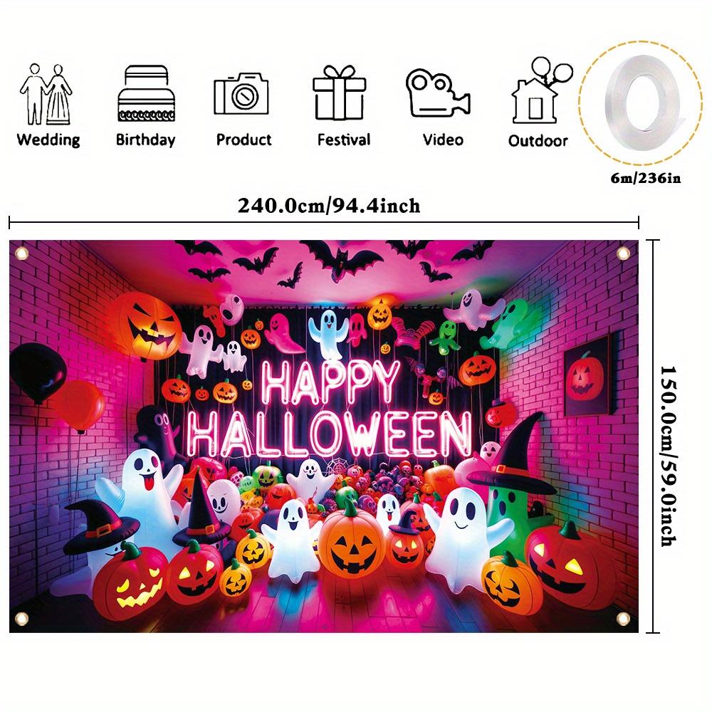 Pumpkin Lantern Ghost Bat Photography Background, Halloween Night Ghost Party Photo Booth Supplies