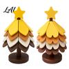 Holiday Table Decoration Christmas Tree Shaped Silicone Trivet Set Collapsible Heat Resistant Hot Pad Rustic Kitchen Accessory with Storage