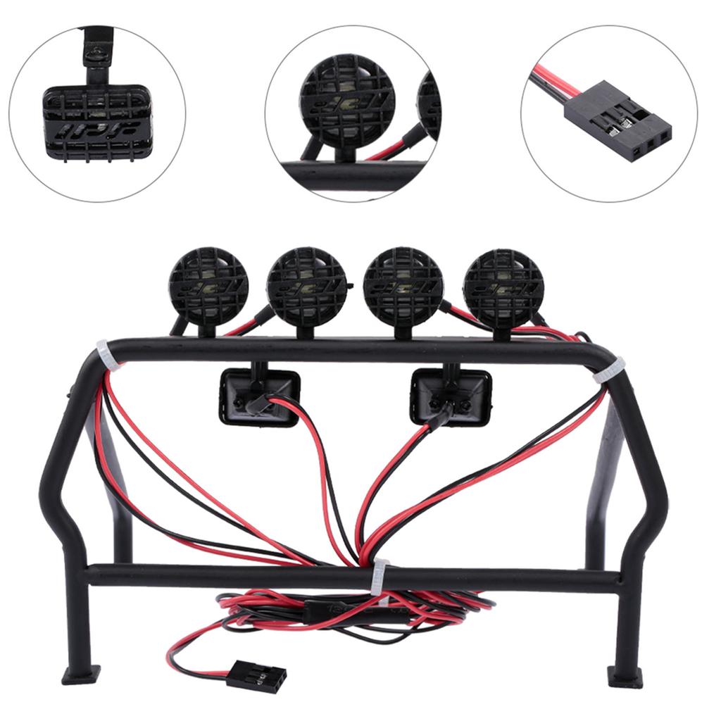 Metal Roll Cage With 6 LED Light Protective Roll Cage Bucket For 1/10 Remote Control Car Prevents Car Scratch And Damage