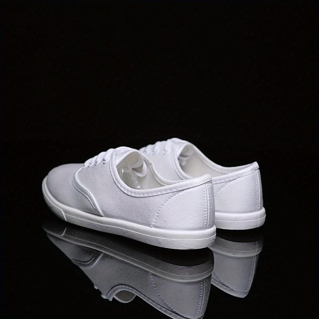 Женские однотонные парусиновые кроссовки, простые прогулочные туфли на плоской подошве со шнуровкой, повседневная легкая студенческая обувь