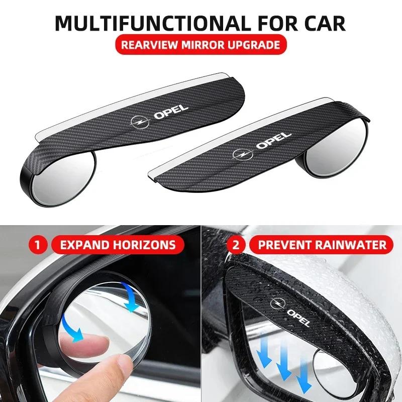 VKXG1 2PCS Car Rearview Mirror Rain Eyebrow Visor Small Round Mirror For Opel Astra Insignia Corsa Zafira Meriva Mokka Vivaro Vectra