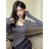 T-shirt Women's Irregular Slim Long-sleeved Inner Bottom Shirt Autumn New Design Women's Student Top