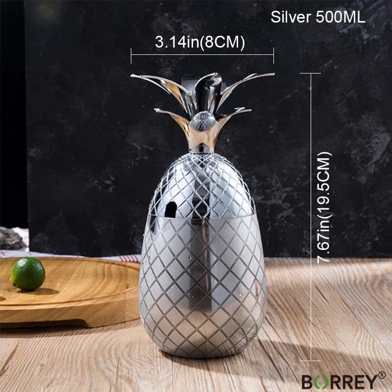 BORREY 500 мл чашка с ананасом Московский мул, медные кружки, кружка для кофе из нержавеющей стали, барная чашка для коктейля, чашка для горячей и холодной воды, металлическая пивная кружка
