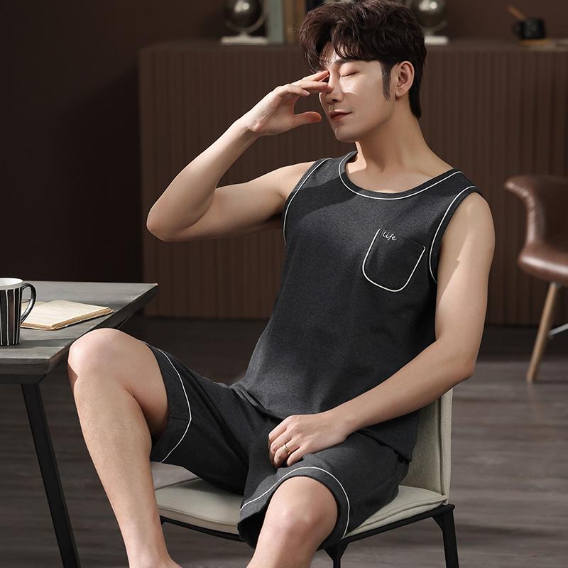 Мужская модальная классная пижама комплект летняя с круглым воротником шорты модальная ночная рубашка модная джентльменская элегантная пижама