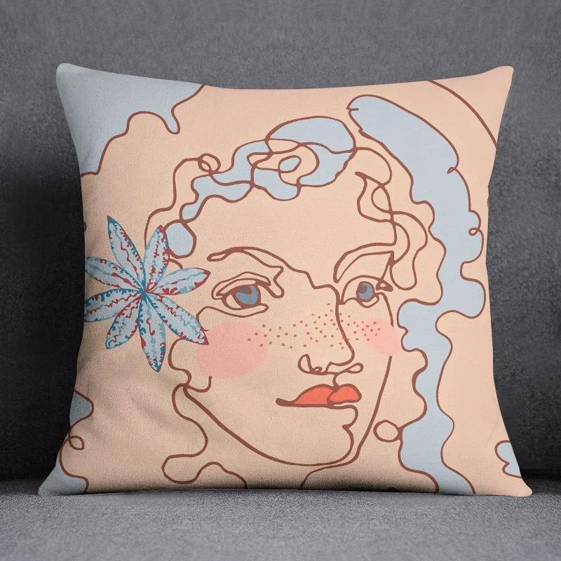 Office Living Room Home Pillowcase Abstract Illustration Style Printed Pillowcase Car Ornaments