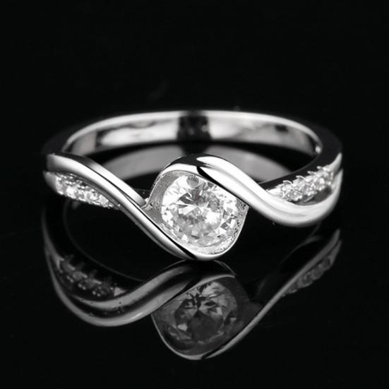 Глянцевое стекируемое кольцо с геометрическими искусственными драгоценными камнями, инкрустированное женское кольцо на палец, дизайн с поворотом, обещание