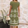 Women's Casual Cute Pattern Print Round Neck Midi Dress Basic Classic Outdoor Everyday Short Sleeve Loose Dress