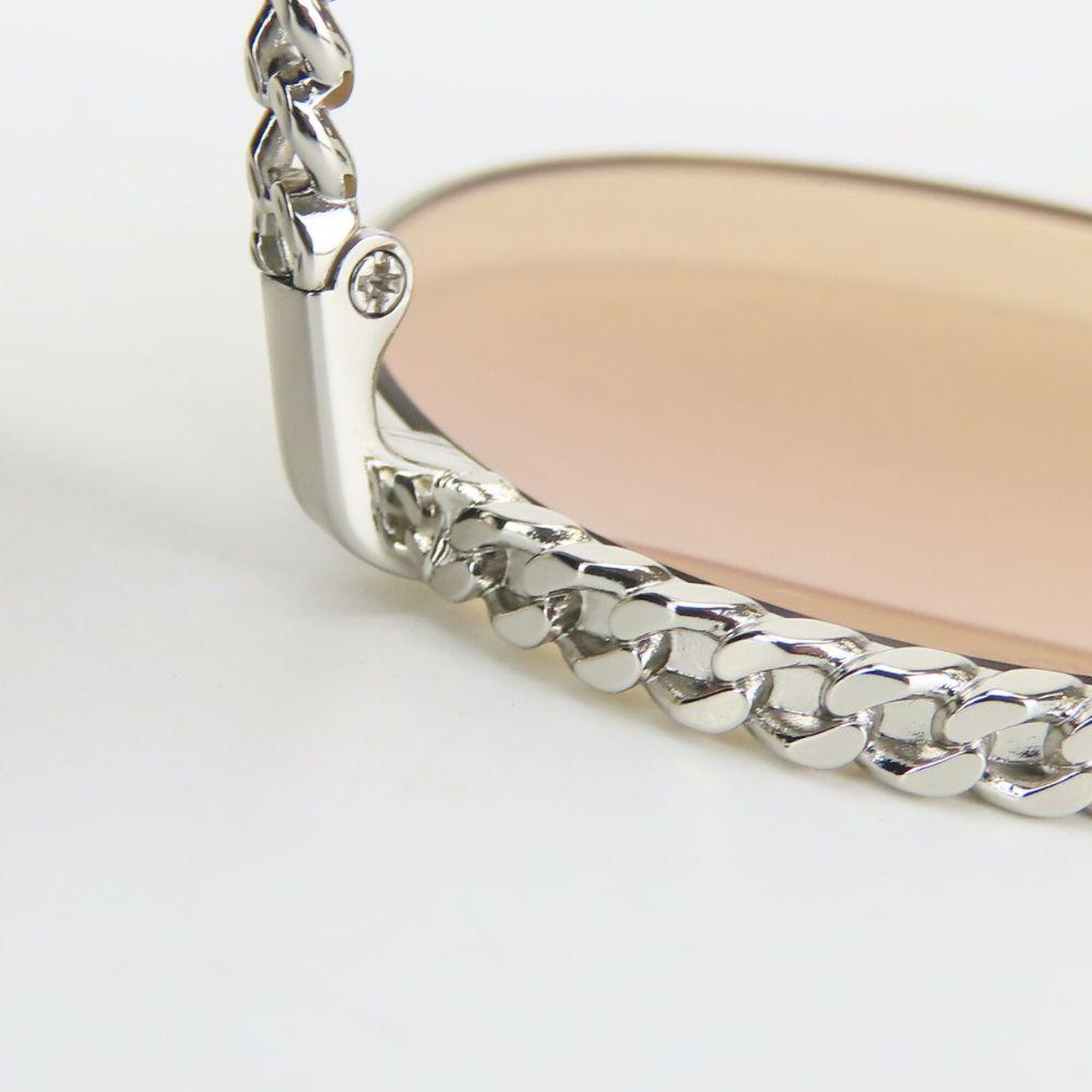 Used CHANEL sunglasses 4242 Pantoshape metal Brown Silver Chain