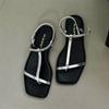 Fashion Women's Shoes 2024 New Ankle Strap Women's Sandals Summer Pinch Toe Buckle Solid Flat Casual Beach Sandals Zapatos De Mujer