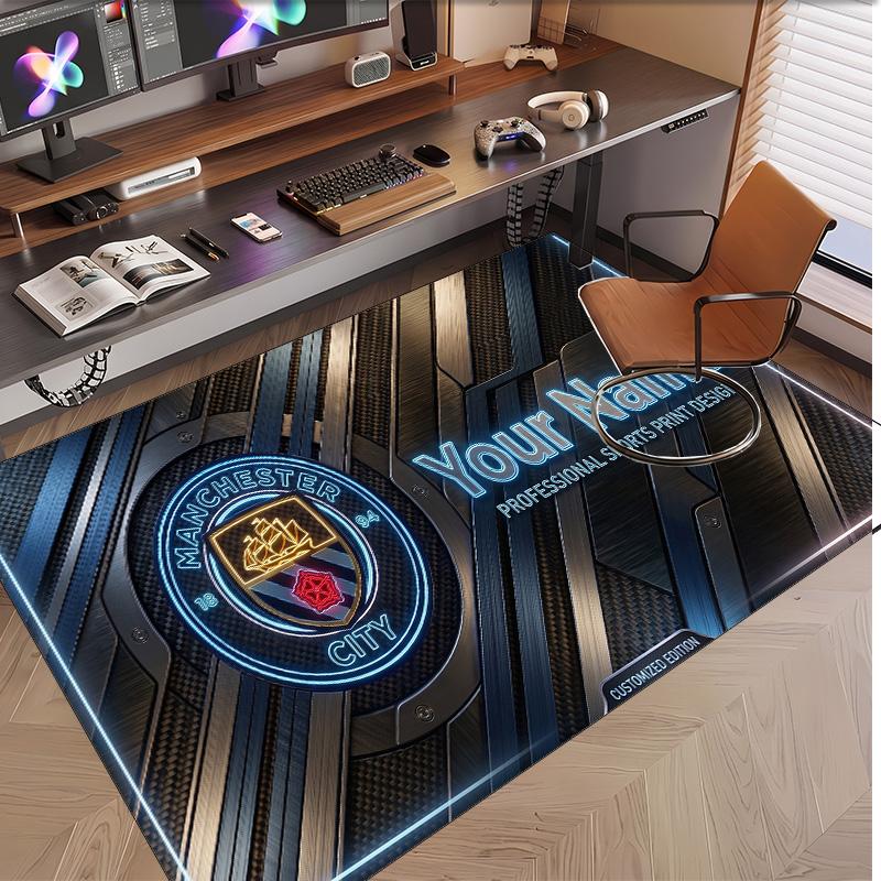 Personalized Crystal Velvet Carpet Manchester City Pattern Non Slip Floor Rug