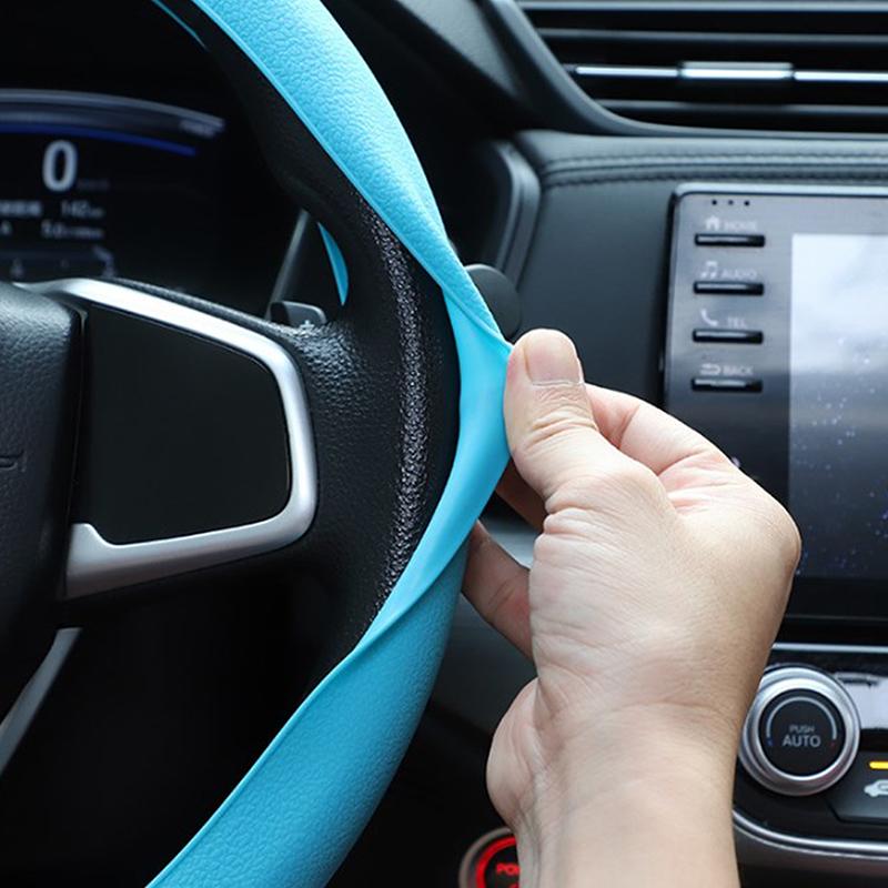 Автомобильный универсальный силиконовый чехол на руль, эластичный чехол для перчаток, текстура, мягкий, многоцветный, автоукрашение, аксессуары для поделок