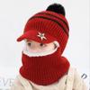 Children's Velvet All-In-One Winter Hat: Warm Wool Duckbill Cap with Face Protection and Scarf