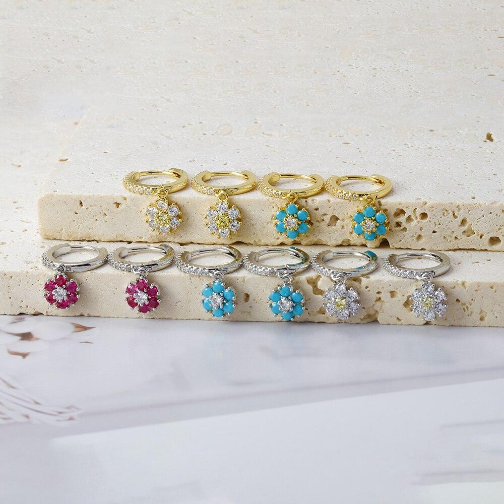 Модные серьги-капли из нержавеющей стали с цветком и цирконием для женщин, французские легкие роскошные серьги с подвеской, изысканные серьги, рождественские украшения