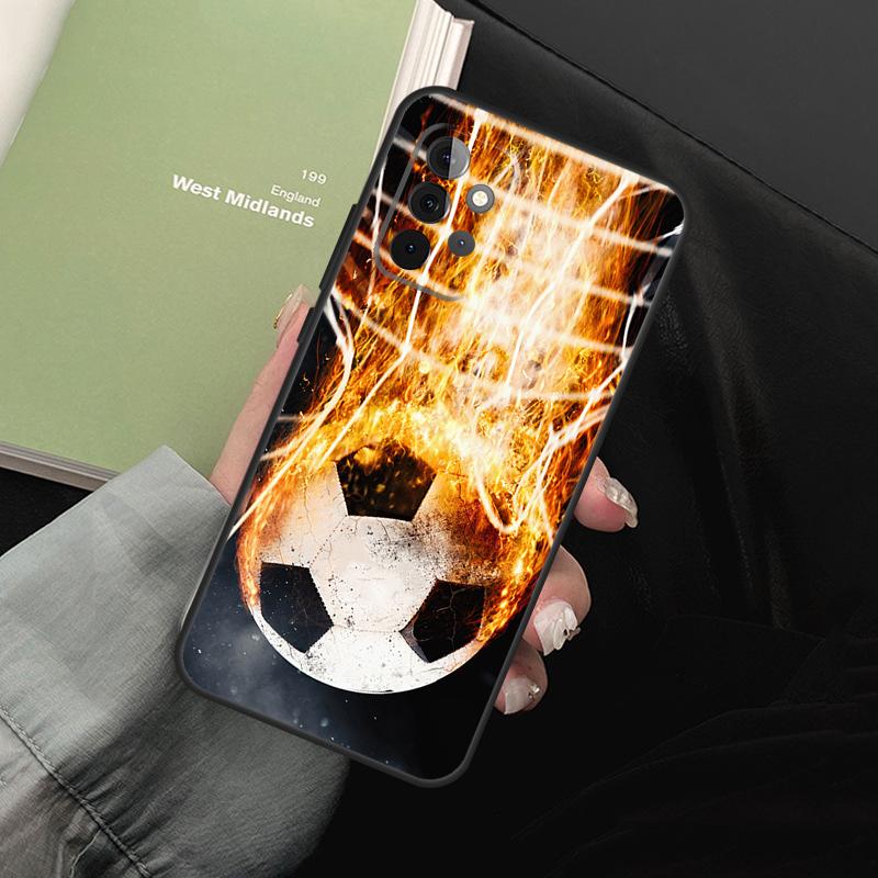Fire Football Soccer Ball For Samsung Galaxy A52 A32 A22 A54 A14 A16 A26 A36 A56 A55 A35 A05 A06 A15 A53 A33 A13 Case