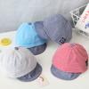 Летняя хлопковая детская шапка, милая повседневная полосатая шапочка для мальчика, мягкая козырек, детские солнцезащитные шапки для девочек
