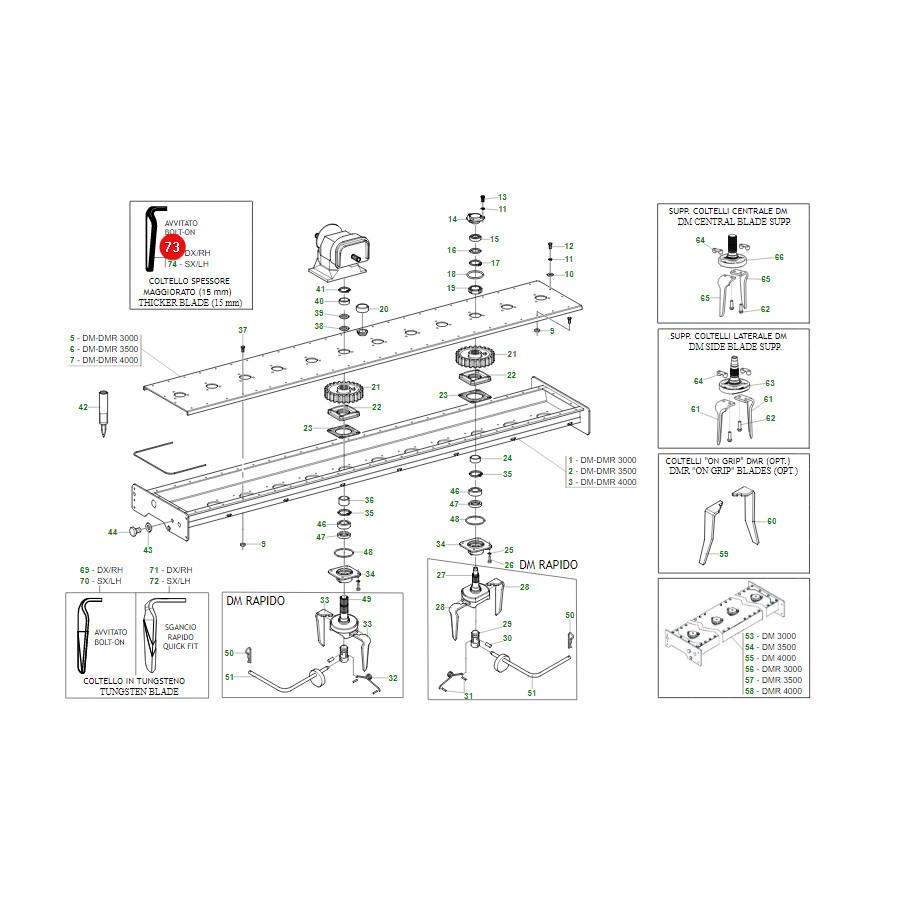 Right tooth 15 mm Maschio Gaspardo M36100215R Original