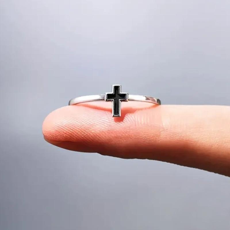Huitan Fashion Contracted Cross Rings для женщин Цвет Черный Капля Глазури Аксессуары Для Пальцев Женские Универсальные Повседневные Украшения