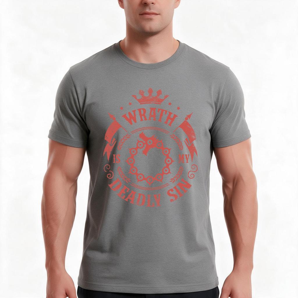 Wrath Is My Deadly Sin Tshirt Summer Casual Cotton Tee Oversized Streetwear Tops Vintage Graphic Print Unisex Unisex Unisex