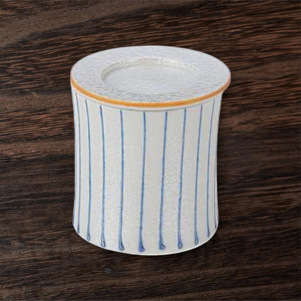 Паровая чаша Takumifu Arita Ware 6 см, Синяя полоска, Форма Цудзуми, Сделано в Японии