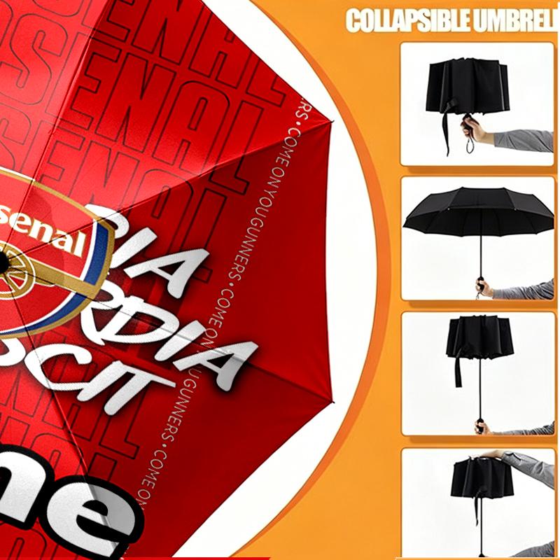 Custom Name Personalized football team F.C Print Umbrella, Auto Open Close, 8‑Rib Sturdy Frame, Commute Camping Hiking Use, Birthday Gift