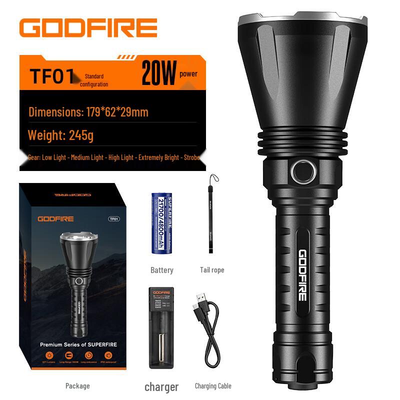SupFire TF01 Rechargeable LED Tactical Flashlight