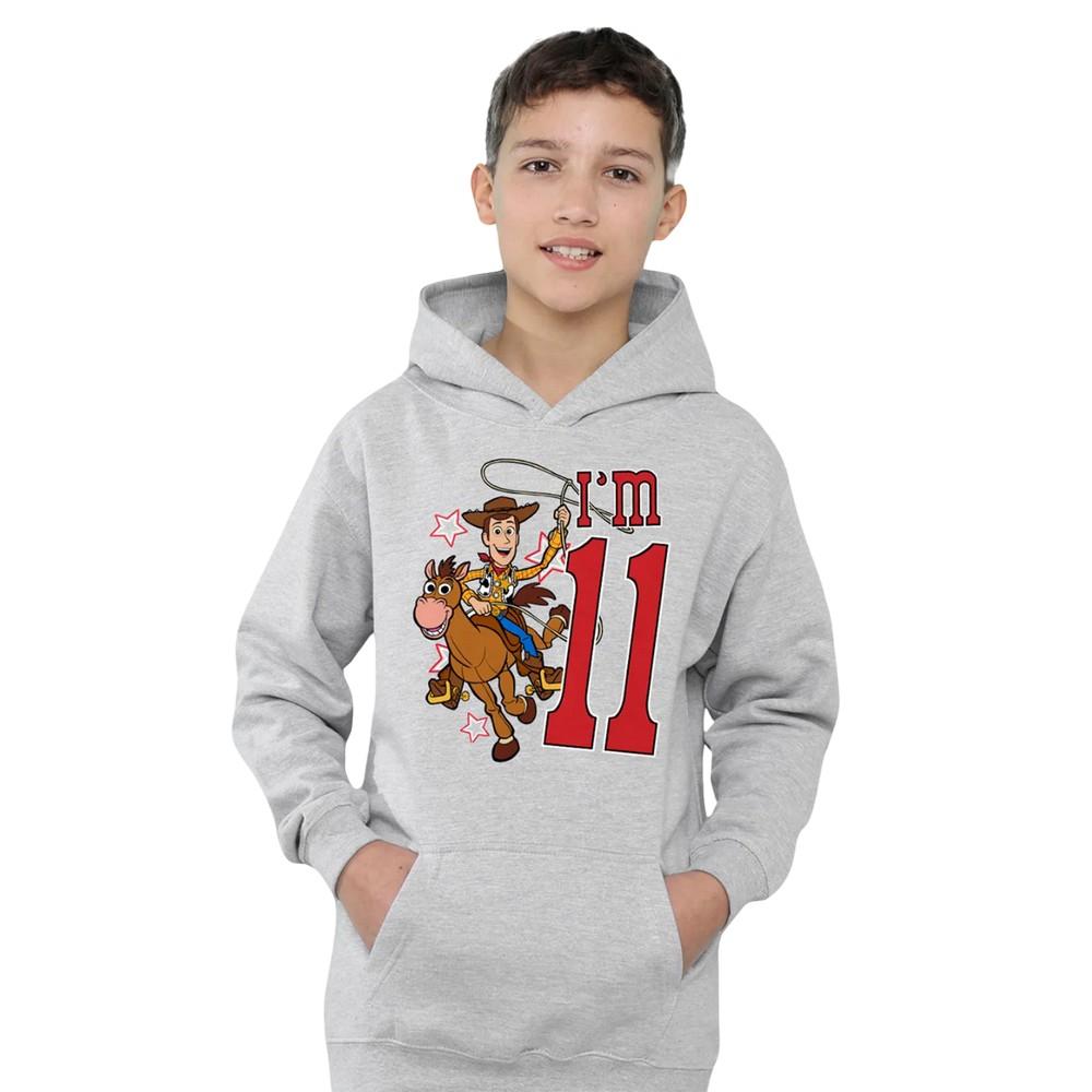 Toy Story Childrens/Kids I'm 11 Woody Heather Birthday Pullover Hoodie