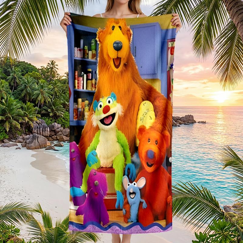 Bear Blue House Fashion Beach Towel: Ideal for Summer Adventures Soft, absorbent and quick drying suitable for swimming and bathing
