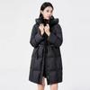 Button with Long White Duck Down Jacket Women's 2025 New Hooded Thickened Versatile Bread Jacket