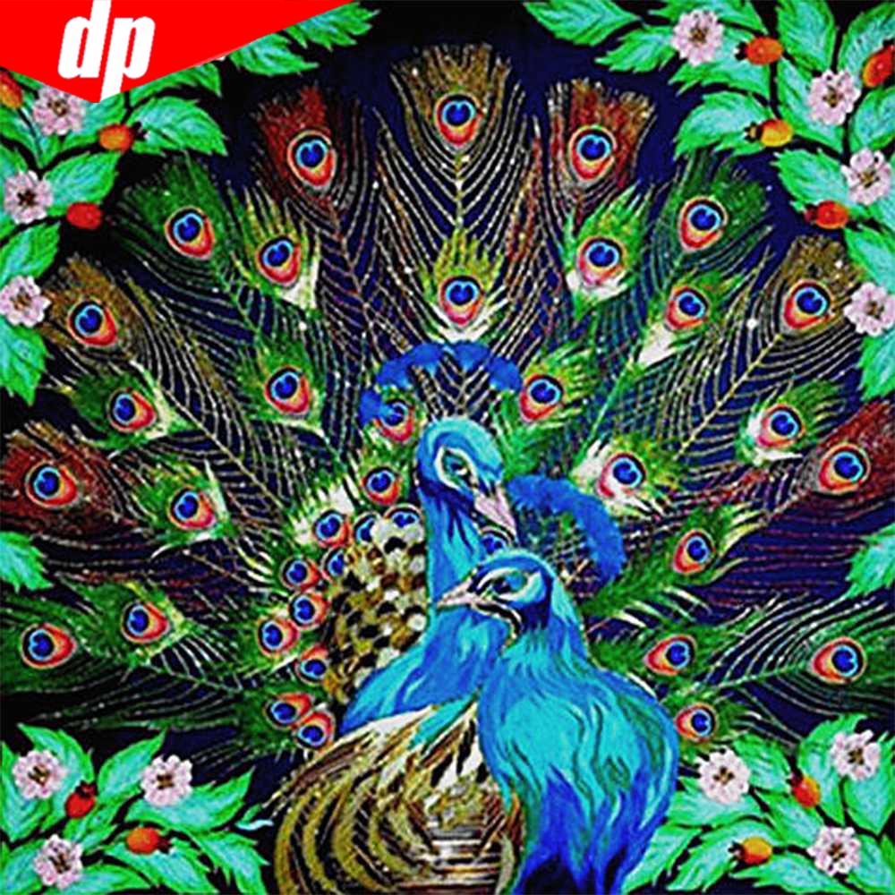 Алмазная вышивка Павлины 5d Алмазная картина Полная дрель Круглые животные Алмаз