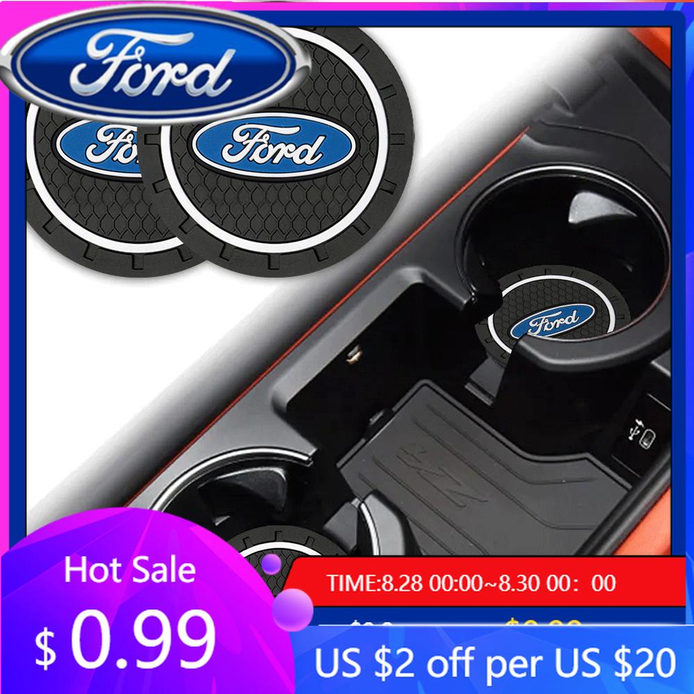 New 2026 Car Sticker 2pcs Car Coaster Water Cup Holder Anti-Slip Mat Phone Glasses Non Slip Pad For Ford Ranger ST Kuga MAX Tran