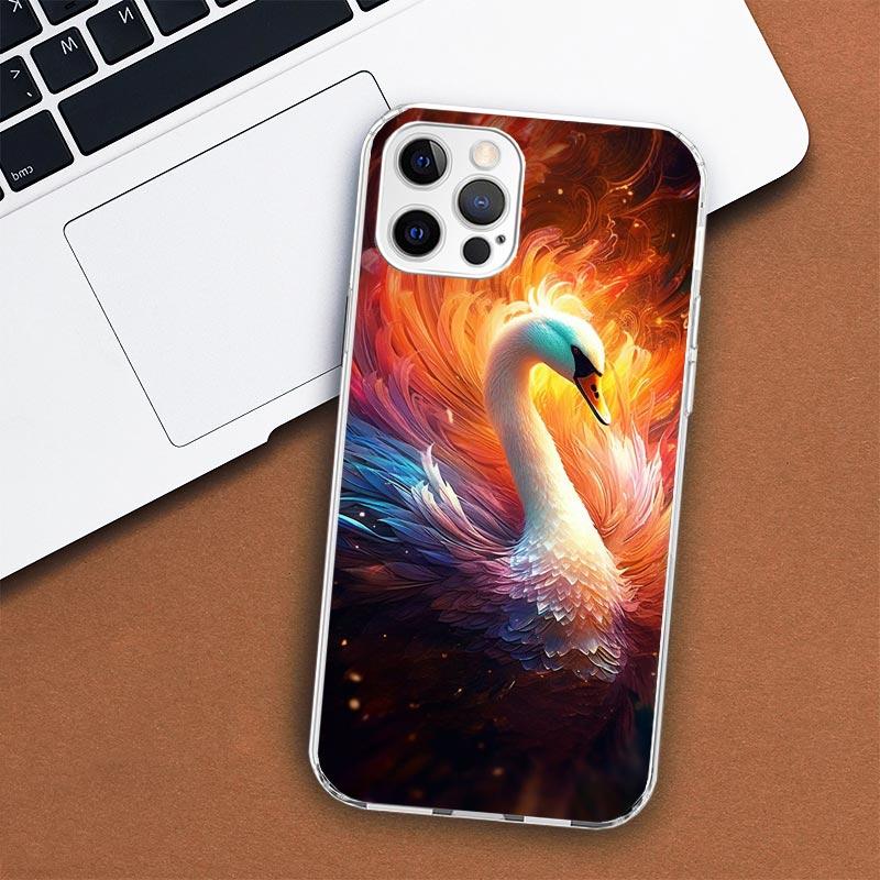 White Swan Grace Art Phone Case For Apple iPhone 11 12 13 15 14 Pro 7 XR X XS Max 8 Plus + Mini SE Customized Print Soft Cover