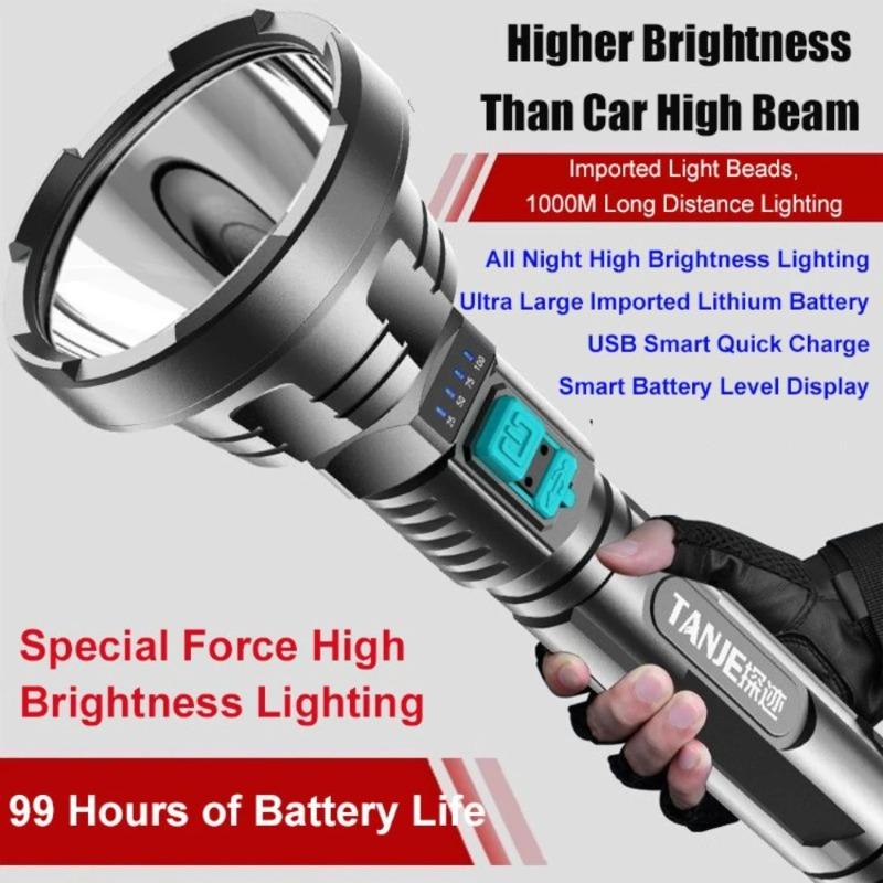 Super Bright LED Flashlight Rechargeable Generation Quad Core IPX6 Waterproof Camping Outdoor Adventure Flashlight