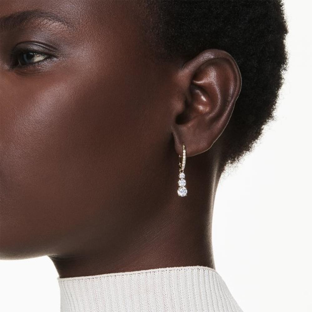 Swarovski [genuine Product Gift Bag] Gold Tone Hoop Earrings 5723300