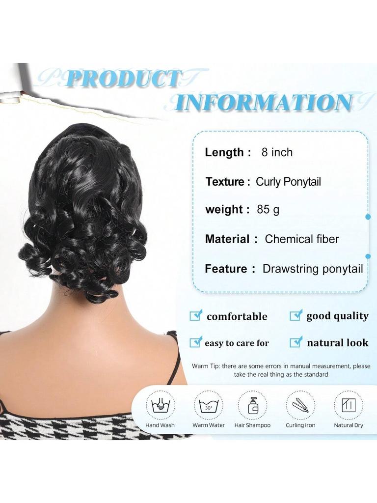 Синтетический парик для наращивания волос «конский хвост» 8 дюймов, короткий, вьющийся, волнистый, регулируемый, с завязками, накладной хвост для женщин, ежедневное использование