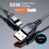 6A сверхбыстрый кабель Type-C с нейлоновой оплеткой для устройств Huawei, Samsung, Android мощностью 100 Вт