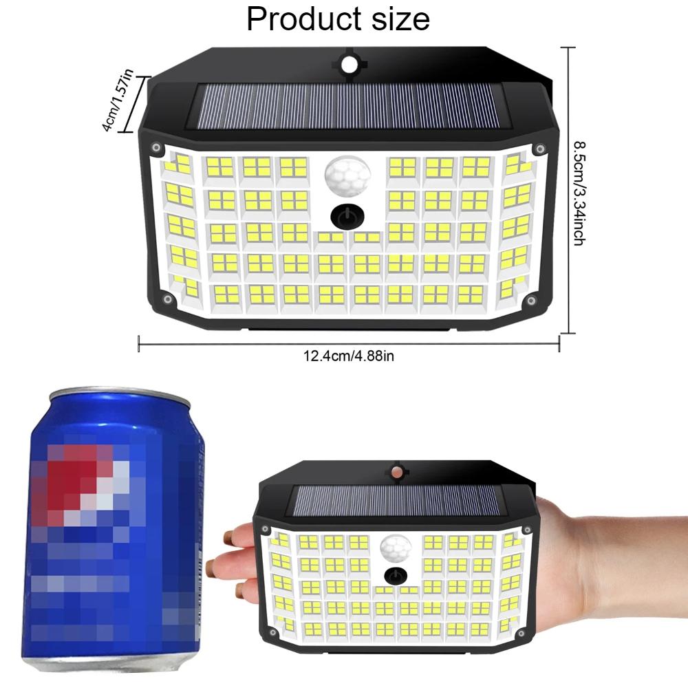 Solar Wall Lamp LED 3 Modes Wall Lamp IP65 Waterproof Powered Sunlight Solar Motion Sensor Flood Light for Outdoor Yard Garden