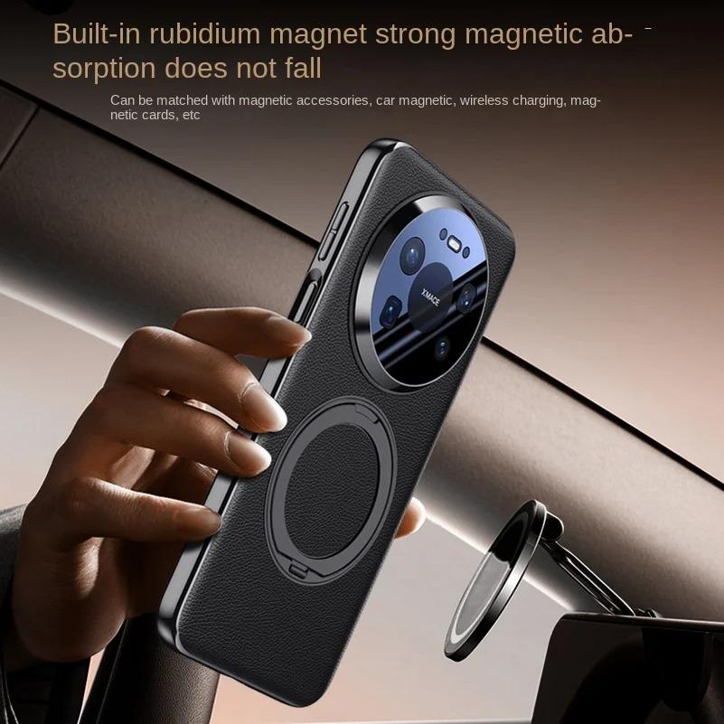 New Rotatable Metal Magnetic Bracket Holder Lens film protection Case For Huawei Mate 80 Pro Max 80 RS mate80 pro Slim Leather Cover