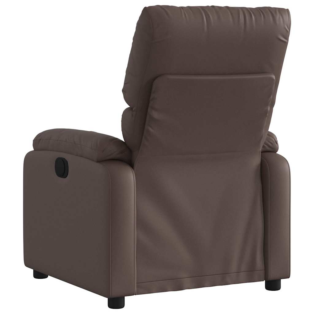 Electric Recliner Chair Brown Faux Leather