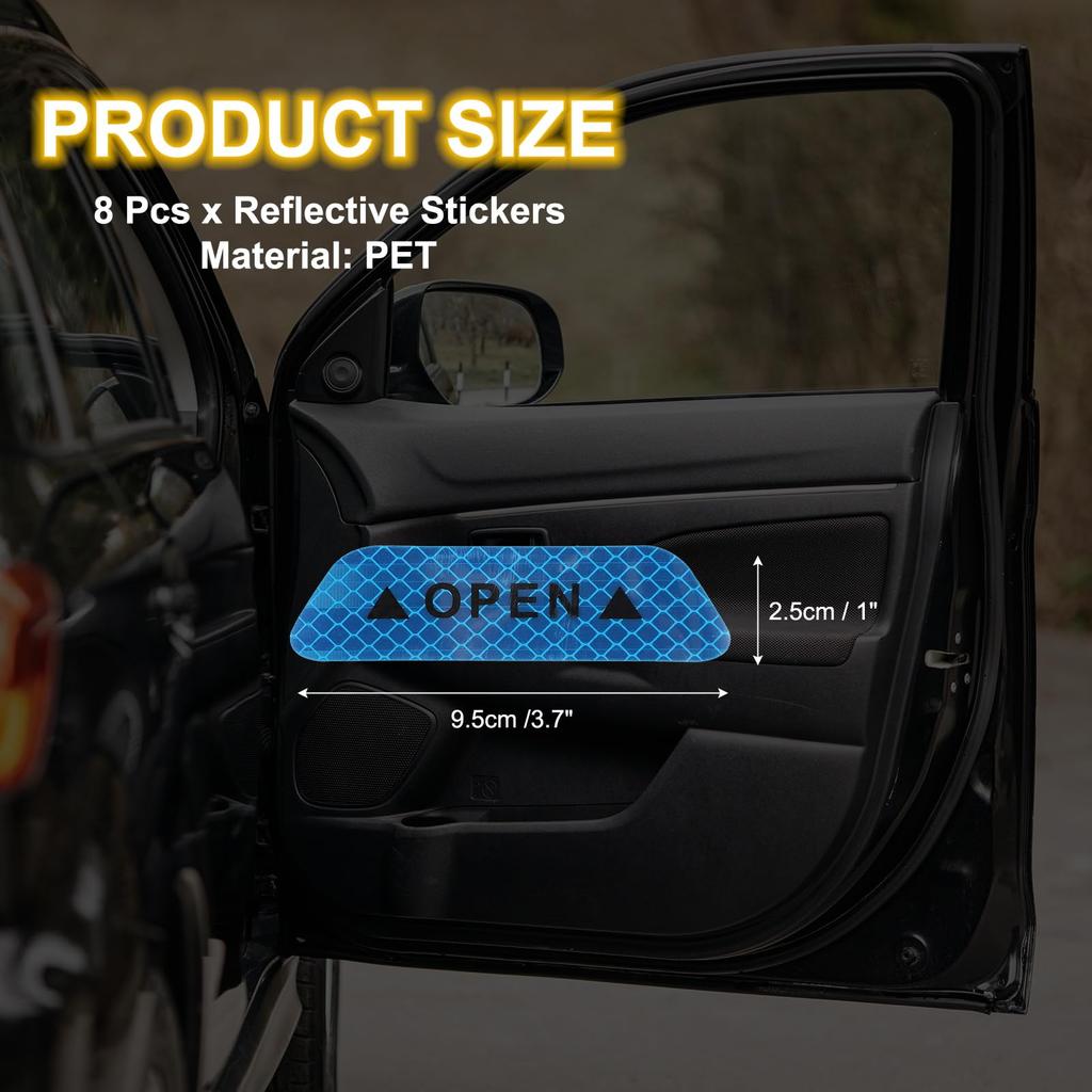 PATIKIL Car Door Open Warning Reflective Sticker Night Safety Warning Decal Night Visibility Prompt