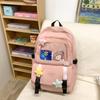 Student School Bag Girls Large Capacity Lightweight Nylon Backpack Multifunctional Solid Color Backpack