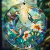 Portable Acrylic Hummingbird Hanging Suncatcher Round Flat Rainbow Light Catcher Colorful Window Pendant Ornament Window