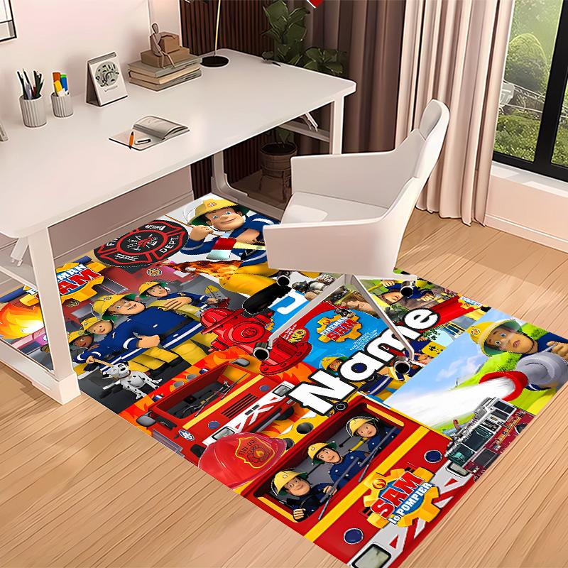 Custom personalization Fireman Sam Print Area Rug - Soft, Washable Non-Slip Indoor Mat,Living Room,Home&Office Decorative Rug