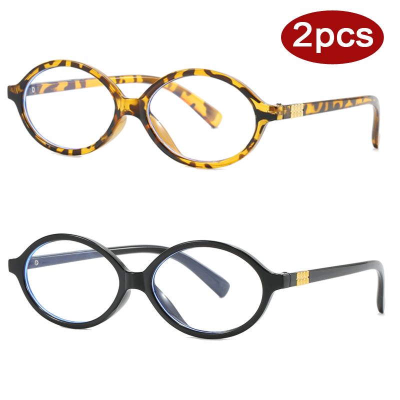 2Pcs Fashion Small Oval Clear Lens Glasses Frames Women Anti Blue Light Glasses Frame Computer Optical Lenses Eyeglasses