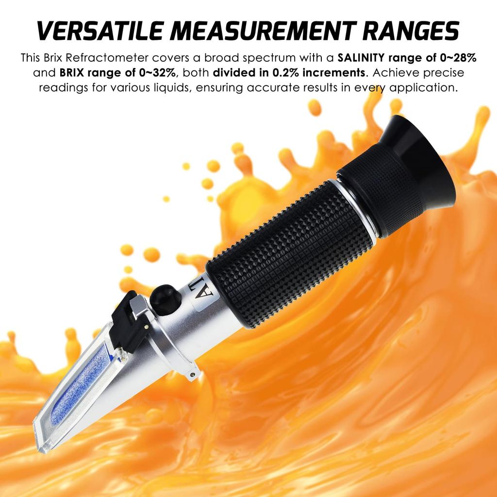 TEKCOPLUS Brix Automatic Temperature Handheld Refractometer for and Home Includes a Free USB LED Light and Japanese Instruction Manual Refractometer,
