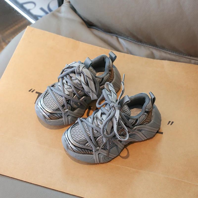 2024 Детские кроссовки для девочек Осень Новая мода Корейский стиль Мягкая подошва Противоскользящие Универсальные Повседневные Шикарные Спортивная обувь