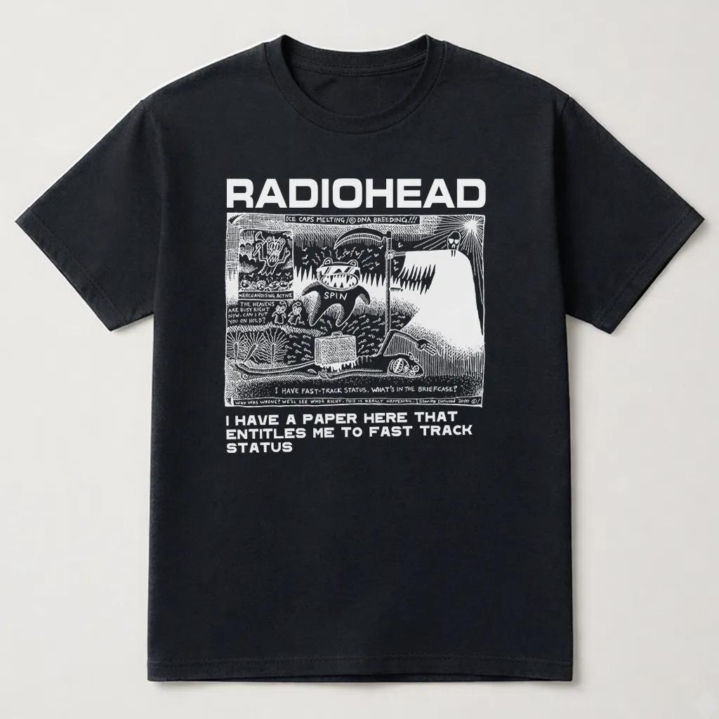 Radiohead группа графика Винтажная Унисекс футболка Унисекс Круглый вырез 100% Хлопок Короткий рукав Y2k Оверсайз Мода Популярная футболка Для фанатов