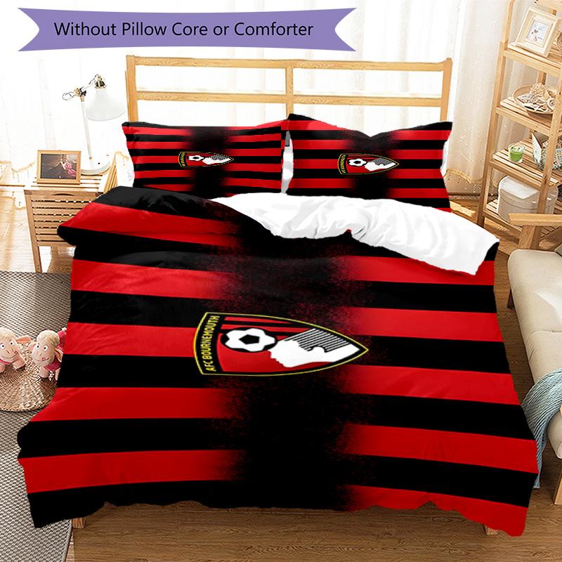Soccer Ball Afc Crest Printed Pattern Duvet Cover Set – includes 1 duvet cover and 2 matching pillowcases Bedroom decor Christmas gifts