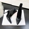 Fashion Sexy Pointed Punk Style Thin High Heels Women Ankle Boots Sexy Patent Leather Shoes Fashion Zipper Banquet Party Pumps