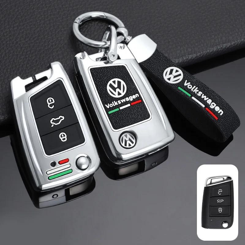 Для VW Цинк-сплав Силиконовый Чехол-брелок для складного ключа автомобиля Полное покрытие Оболочка брелка Для VW Volkswagen Golf 7 MK7 Tiguan MK2 Автомобильный брелок Аксессуар